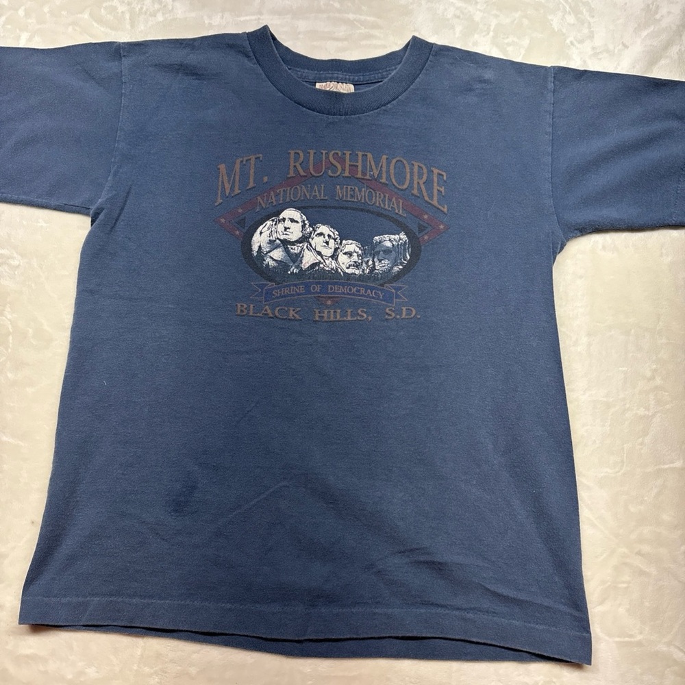 Prairie Mountain Mt. Rushmore Blue Kids 14-16 T-Shirt Short Sleeve South Dakota